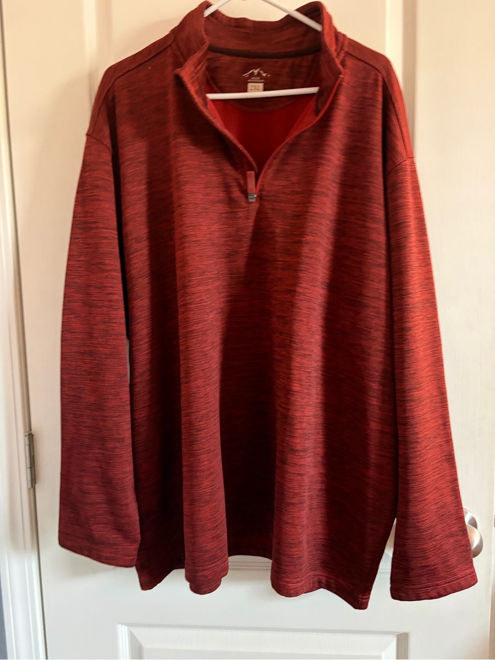 Men's Heathered Brick Red Quarter-Zip Pullover Sweater 2XL